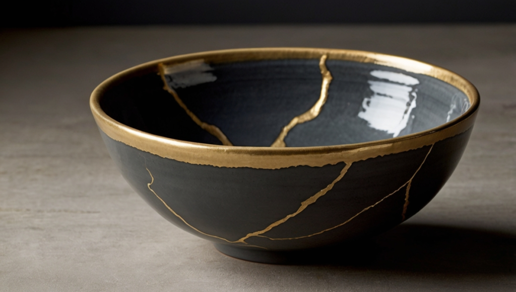 Kintsugi Kintsugi Keramikschale mit goldenen Rissen — japanische Kunst der goldenen Verbindung