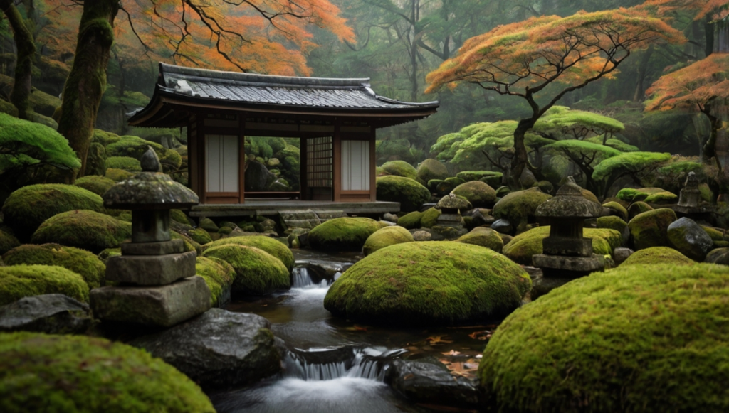Zen-Garten Wabi und Sabi im Vergleich - Japanischer Zen-Garten mit Steinlaterne