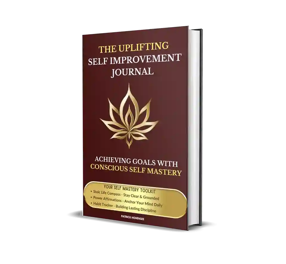 Stoizismus: Cover des Buches „The Uplifting Self Improvement Journal – Achieving Goals with Conscious Self Mastery“